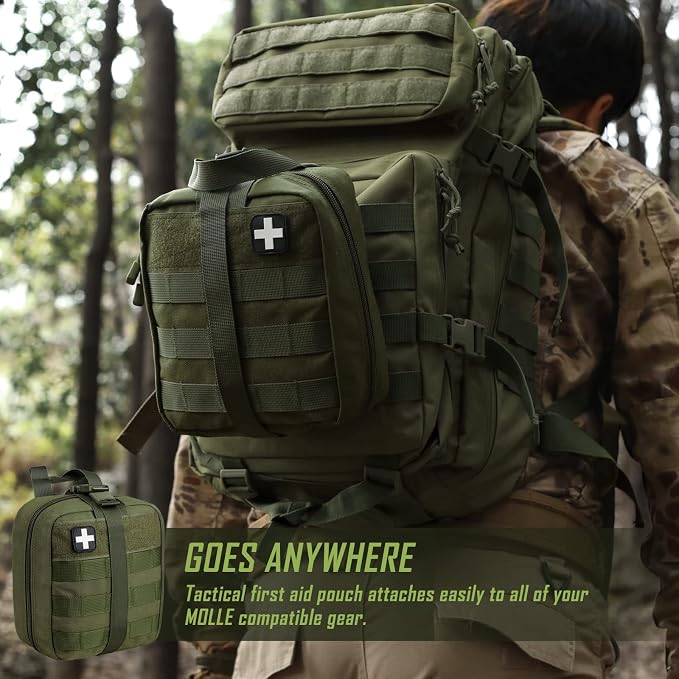 LIVANS 1000D First Aid Bag Empty, Medical Ifak Pouch for Emergency & EMT | Molle Compatible, Rip-Away & Quick-Release Design, Versatile for Tactical, Camping, Hiking and Travel