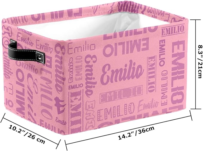 Personalized Toy Box Storage Bins for Boys Girls with Name, Kids Custom Storage Basket Cubes Organizer with Handles, Shelf Closet Storage Baskets Bin Customized Gift, 1 Pack