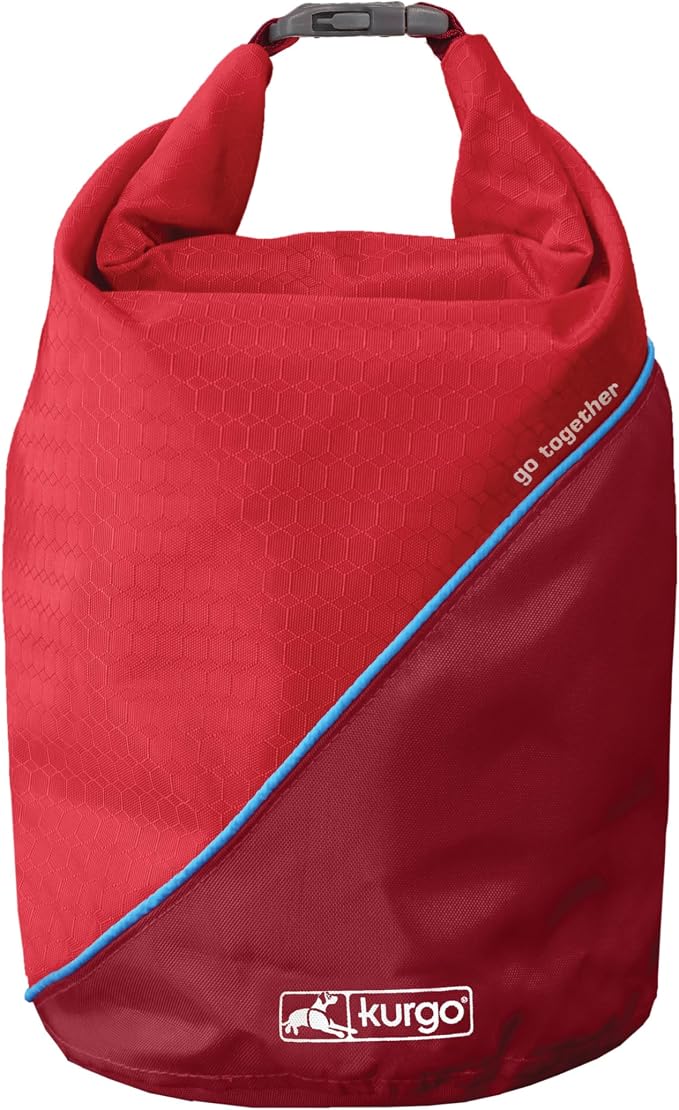 Kurgo Kibble Carrier, Chili Red | Dog Food Travel Bag, Ripstop Material, Food-Safe Liner, Bottom Bowl Stash Pocket, Side Zip Pocket, Hold Up to 5 Lb of Kibble