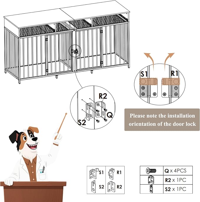 HOSTACK Double Dog Crate, 71" W Indoor Dog Kennel Furniture for 2 Dog, Grey | 3 Drawers for Easy Storage Heavy-Duty Cage, Removable Divider, Slide Bolt Latch, Modern Farmhouse Pet House for XL/XXL Dogs