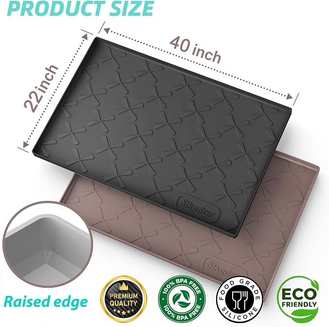 Waterproof Under Sink Mat 40" x 22" Silicone Mat Cabinet Protector | Heavy Duty Deep Drip Tray, Extra Thick Non Slip Liner for Kitchen & Bathroom, Pets, Organizer, Storage, Boots, Home Essential
