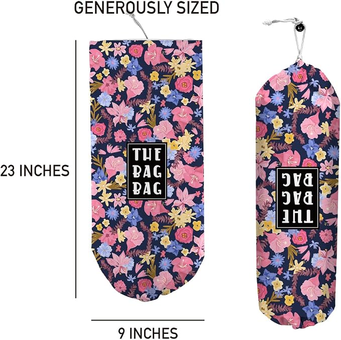 Plastic Bag Holder,Reusable And Washable Country Style Grocery Bag organizer,For Home Kitchen Travelling Camping Decor, use 1 Pack,Retro Flowers Pattern