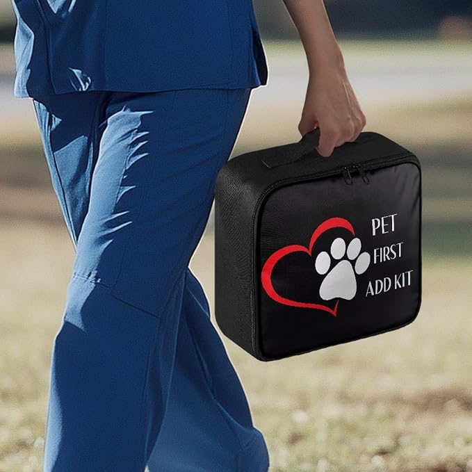 First Aid Kit Bag Pet Paw Hearts Print Empty Medic Bag for Pet Friendly Households and Outdoor Adventures Featuring Wear Resistant Material Breathable Construction Easy Access