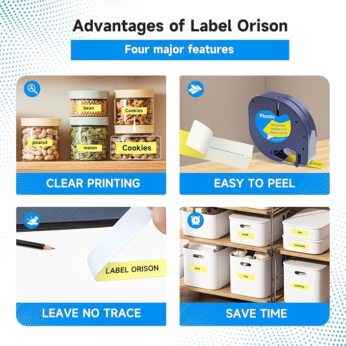 Replace for Dymo Label Maker Letratag Tape Refills 91332 91333 91334 91335 LT Plastic Cassette,1/2 Inch X 13Feet,5pack