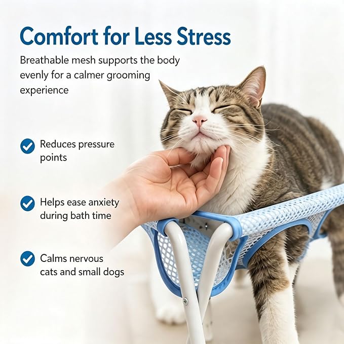 Foldable Pet Bathing Stand with 8-Hole Quick-Dry Mesh, 44lb Capacity，Blue