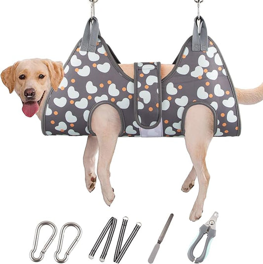 ATESON Dog Grooming Hammock for Medium/Large Dogs with Nail Clippers/Nail Trimmers, Dog Grooming Harness for Nail Trimming, Pet Grooming Sling Helper