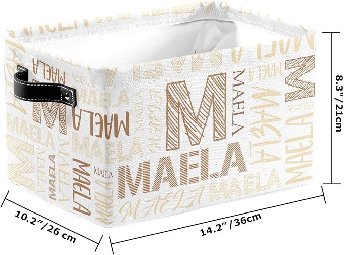 Foldable Personalized Storage Box for Boys Girls with Name Waterproof Kids Custom Storage Bin Baskets Cube Boxes Organizer with Handles for Organizing Shelf Closet, 1 Pack