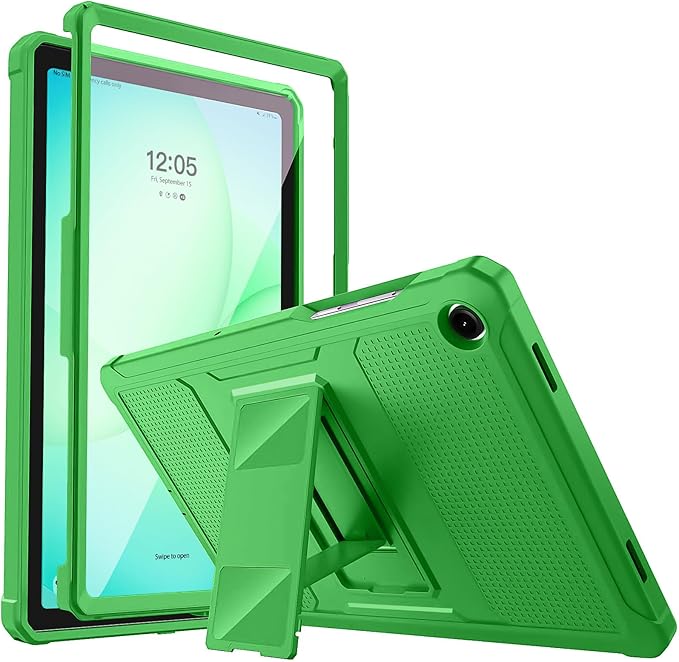 MoKo Shockproof Case Fit Samsung Galaxy Tab A11+ Plus/ A9+ 11 Inch | Full Body Rugged Stand Back Cover with Built-in Screen Protector for Galaxy Tab A11+/ A9+ Tablet, Forest Green