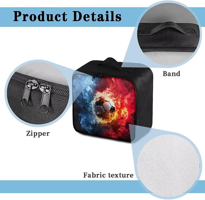 Empty First Aid Kit Soccer Flame Large Capacity First Responder Bag for Family Camping Trips and Car Safety Storage Includes Water-Resistant Lining Soft Interior Washable Exterior