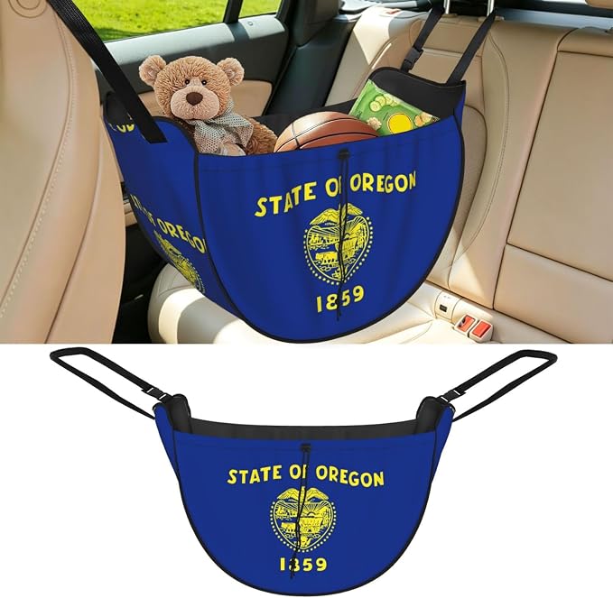 Oregon State Flag Car Seat Organizer-Backseat Storage Bag for Travel | Waterproof Durable. Holds Snacks Gear Essentials. Fits Most Cars.