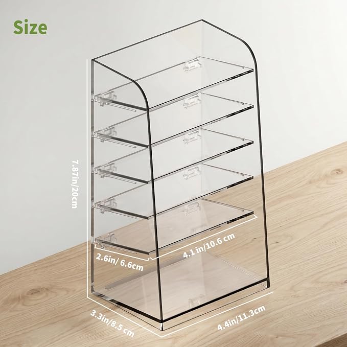 6-Tier Medicine Cabinet Makeup Organizer | Adjustable Dividers, 9° Secure Hold, Clear Quick Access, Non-Slip Mats, For Vanity & Drawer Storage Lipstick/Powder/Eyeshadow