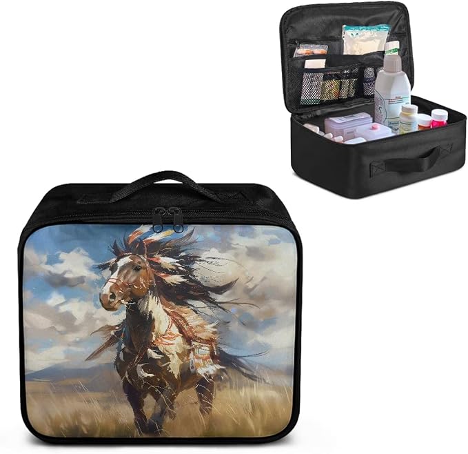 Rnyleeg Horse First Aid Travel Kit Empty First Responder Bag with Handle Reusable Medical Supply Organizer for Home Outdoor Hiking Camping