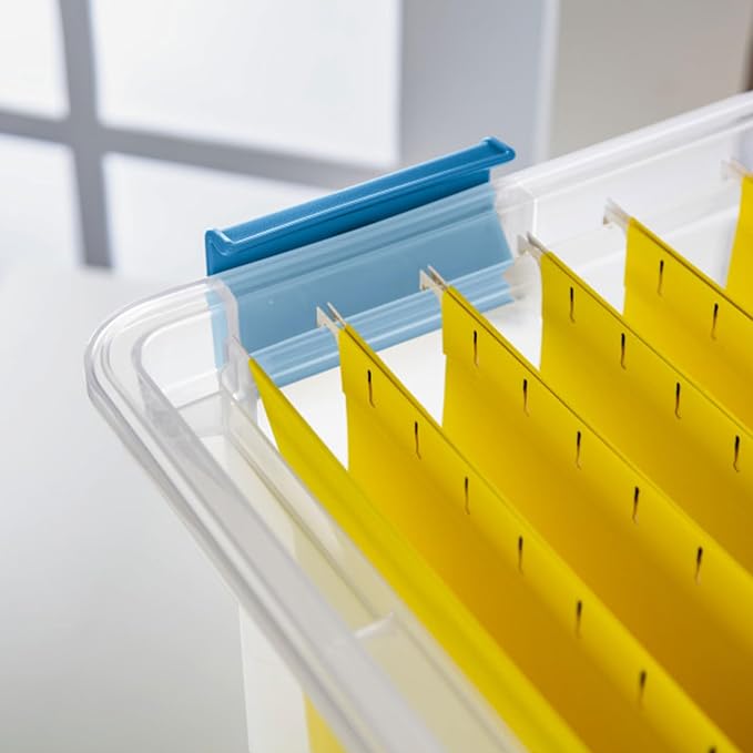 Sterilite Gasket Storage Box with Lids for Home & Office, 32 Quart, 16-Pack | Heavy-Duty, Stackable, and Organizing Containers for Bathroom, Cabinet, Closet, and Garage, Clear and Blue Aquarium Latches