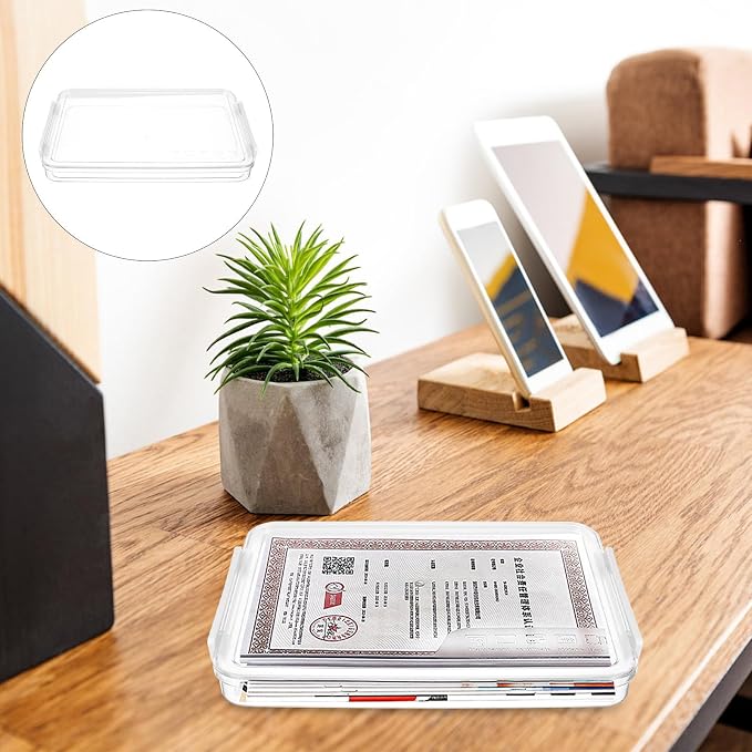 Homoyoyo Stackable File Organizer Box for Office Use, Waterproof Pet and Abs Material Document Storage Case with High Durability and Simple Design, for Daily Filing and Storage