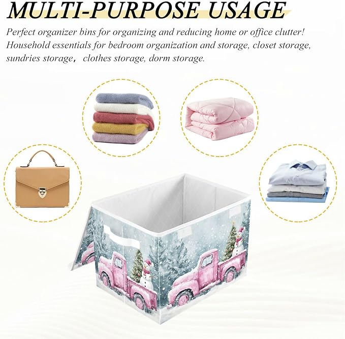 senya Christmas Baskets Collapsible Storage Bins with Lids, Car Christmas Tree Storage Boxes Clothes Baskets for Organizing