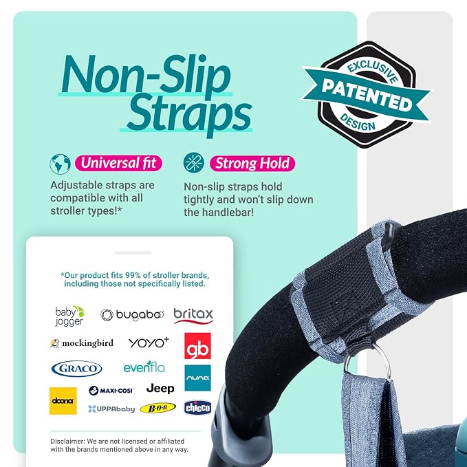 Swanoo Stroller Caddy Organizer, Cup Holder, Wipes Pocket, Non-Slip, Blue