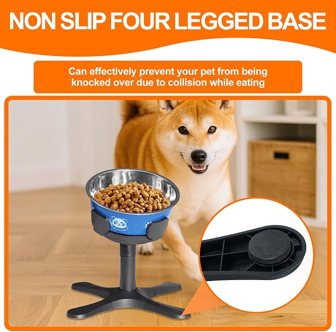 Dog Bowls Elevated Adjustable Stand, Raised Bowl with 3 Heights & Tilted Feeding Stand, Compatible with Various Bowls, for Medium & Large Breeds (with Bowl) Black