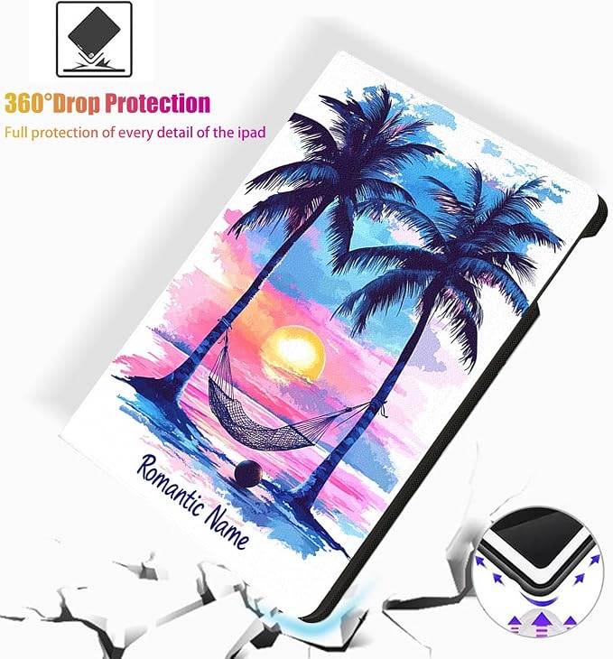 for Microsoft Surface Go 4/3/2/1-10.5" 2021 Tablet Case,Auto Wake/Sleep,Adjustable Stand Protective Cover - Romantic Sunset Coconut Tree
