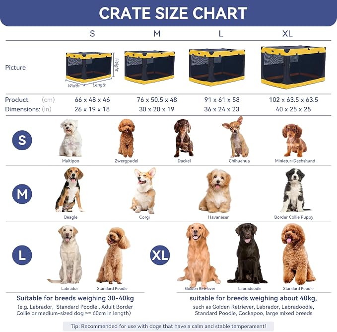 A 4 Pet 40-in XL Collapsible Soft Dog Crate, Large Dogs | patented screw frame, Lockable zippers, waterproof base, washable cover, outdoor/indoor/car