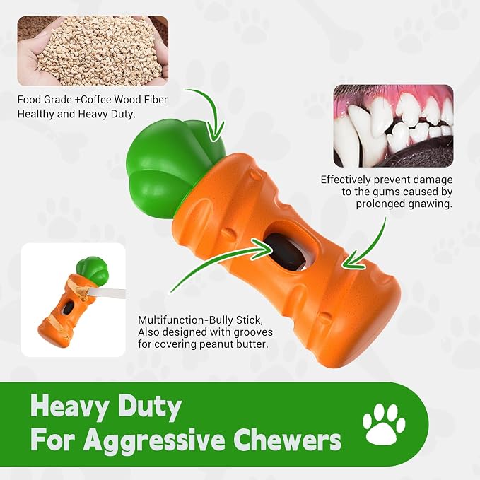 Bully Stick Holder for Dogs,Yak Treat Chew Holder, Prevent Choking Safety Device for Pups Small Medium Large Dogs - (Carrot Style-7in)