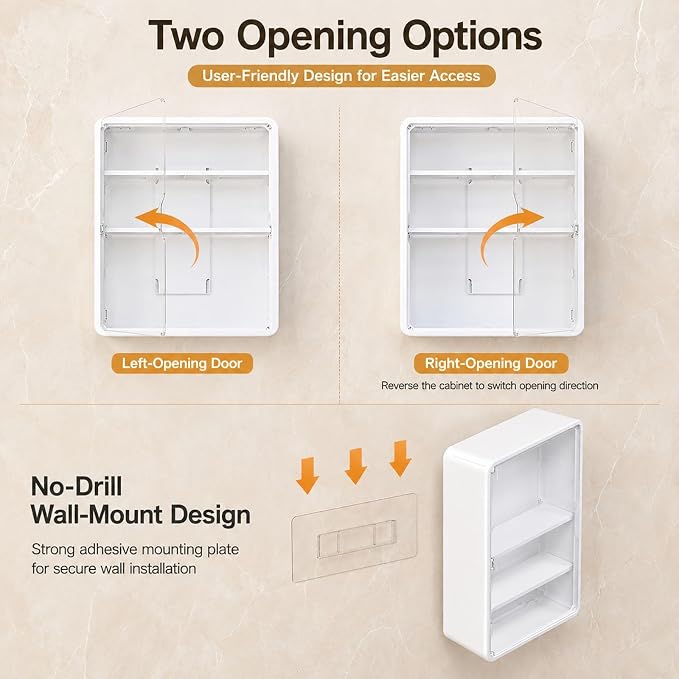 Wall-Mounted Display Case for Blind Box Figures, Clear Magnetic Door Collectible Storage Cabinet, No-Drill Figure Organizer with Shelves, Small or Large, White, Yellow or Purple(Yellow,Small)
