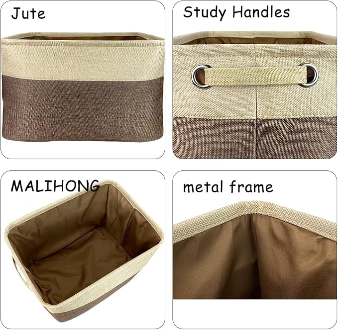 Custom Dog Cat Toys Storage Basket Bin with Name Sturdy Foldable Collapsible Cat Storage Bin with Handles for Organizing Pet Stuffs, Toys, Clothes,( Brown and White), 15" x 9.8" x 9"