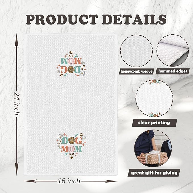 Chicimln Trendy Leopard Dog Mom Kitchen Towels, Dog Mom Lover Gifts for Women Decorative Hand Towels for Bathroom, Dogs Owner Gifts Dish Tea Towel Drying Cloth for Kitchen Decor, 16x24 Inch