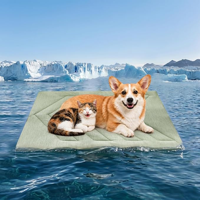 Cooling Mat for Dogs, Q-MAX>0.4 Dog Cooler Blanket for Crate, Summer Dogs Bed Pad, Washable Anti-Slip Pet Mats for Large Medium Dogs Sleeping, Multi-Use Kennel Pads for Truck Car Sofa