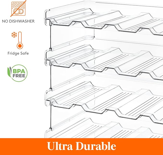 Lifewit Stackable Water Bottle Organizer for Cabinet, Plastic Bottle Holder Fits Bottles/Tumblers up to 3.8" Diameter for Pantry/Countertop, 4 Tier Holds 16 Bottles 41 x 20 x 34 cm/16 x 8 x 13.4