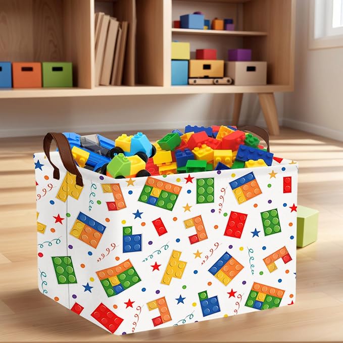 Kid Cute Nursery Storage Basket Baby Toy Clothes Storage Bin Playroom Bedroom Decor Basket(Building Blocks)