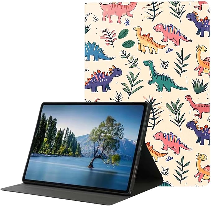 for Samsung Galaxy Tab S8 2022/Tab S7 2020 11" Tablet Case(Model SM-X700/X706/T870/T875/T878),Premium Leather Folio Stand Auto Wake/Sleep,Multiple Viewing Stand,Cartoon Funny Dinosaur