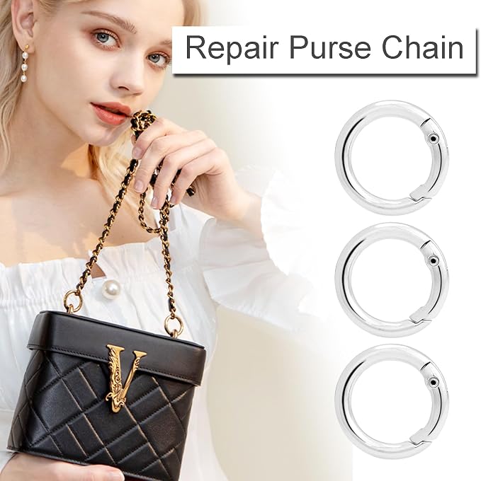 CooBigo 3/4 Inch Trigger Spring O Rings, Metal Round Carabiner Clip Snap Hook, Keyring Buckles for Replacement Purse Strap, Paracord Lanyard , Keychain Rings Hardware DIY Crafts Making 10pcs Sliver