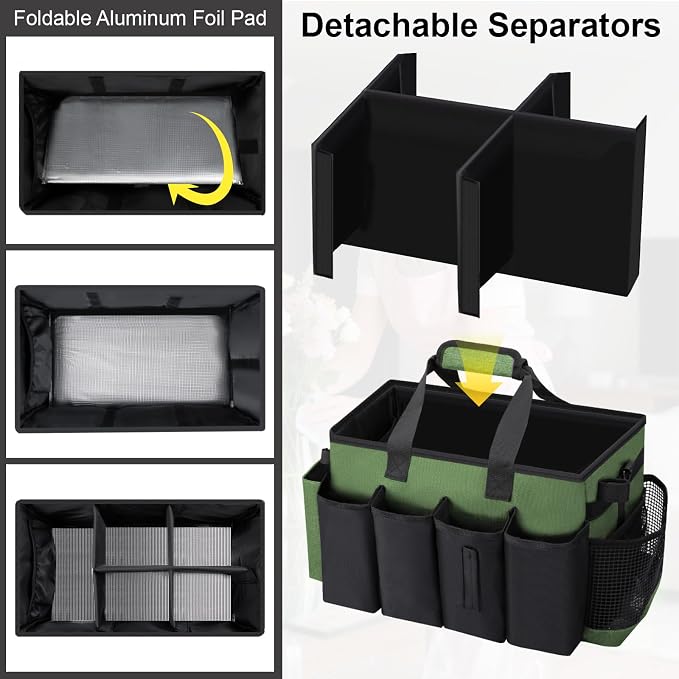 Wearable Large Cleaning Caddy Bag for Housekeepers (Green) | Cleaning Supplies Organizer with Adjustable Shoulder, Waist & Handle Straps, Detailing Bag for Kitchen Supplies