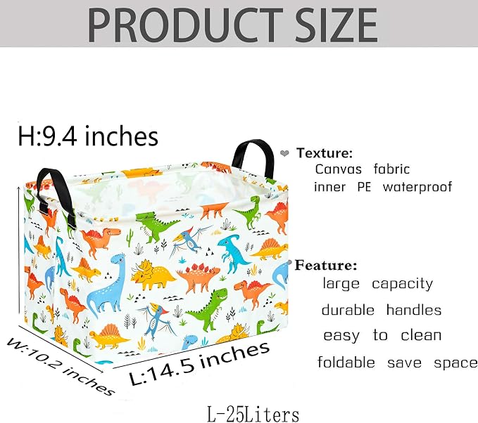 Dinosaur Patter Gift Storage Basket Rectangle Storage Organizer for Nursery Hamper Home Bedroom Laundry Hamper Shelf Baskets.