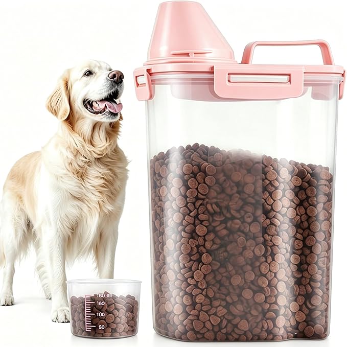 SenseYo Pet Food Storage Container Bin 2.5 lb Portable BPA Free Cat Dog Food Storage Container Dispenser with Measuring Cup and Seal Buckle for Small Animal Kibble Bird Seed Oatmeal Rice Flour