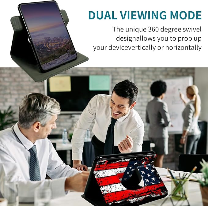 Case for Samsung Tab A11 8.7" 2025/Galaxy Tab A9 8.7" 2023, 360 Degree Rotating Stand with Multi-Angle Vertical & Horizontal Viewing Shockproof Shell for Women Men, Vintage Black Flag