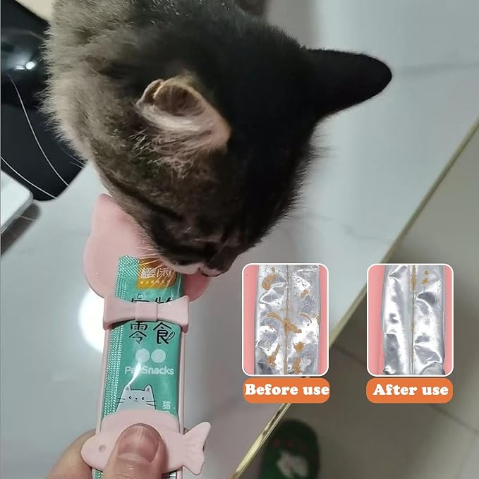 Cat Treat Spoon Squeeze & 3 Pcs Can Lids | Cat Treat Feeder for Liquid Snack | Universal Silicone Pet Can Covers BPA Free | Churu Spoon Dispenser(Multicolor)
