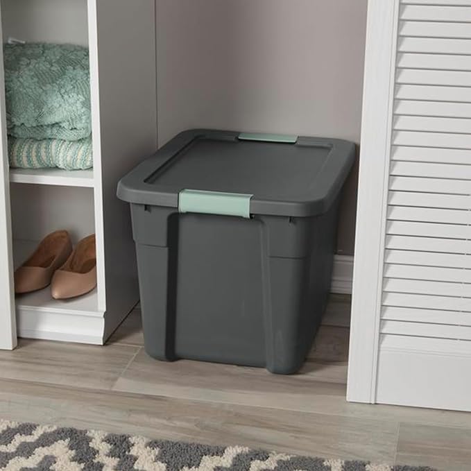 Sterilite Latch Tote Storage w/Lids for Home & Office, 12 Gallon, 12-Pack | Heavy-Duty and Stackable Plastic Containers with Latches for Closet, Cabinet, Bedroom, Bathroom and Dorm Room Organization