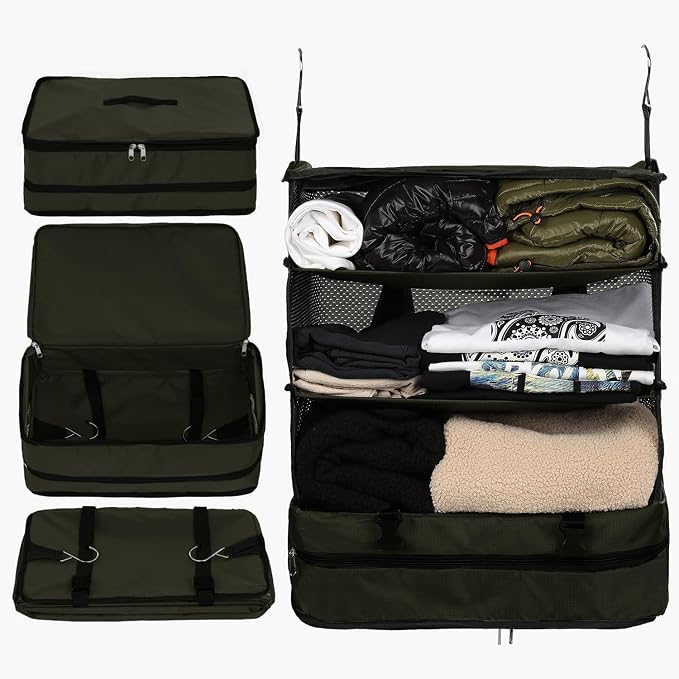 TABITORA Portable Hanging Travel Shelves Bag Packing Cube Organizer Suitcase Storage Large Capacity