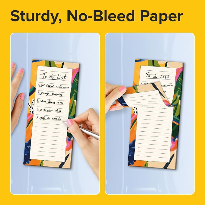 X-bet MAGNET Magnetic Notepads for Fridge, 4 Pads x 50 Sheets, Grocery List | Tear-Off Grocery & Shopping List Pad with Magnetic Backing, Sticks to Fridge for Notes, Reminders & To-Dos