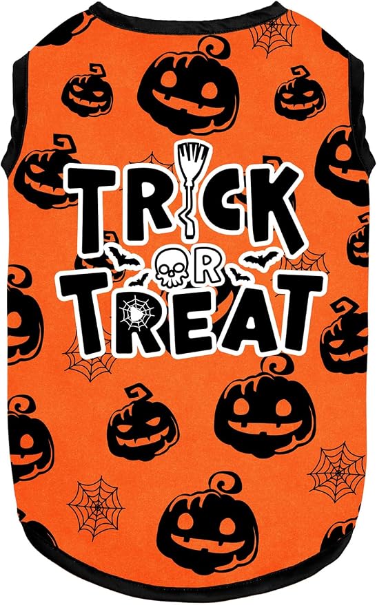 Halloween Shirt Soft Cotton Stretchy Lightweight Dog T-Shirts Sleeveless Vest Cat Costume Clothes for Small Medium Large Dogs