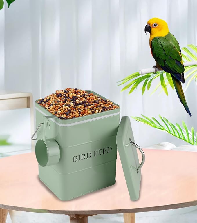 Geyecete Bird Feeder,Bird Food Jar Pet Food Storage Airtight Food Storage Container-Green