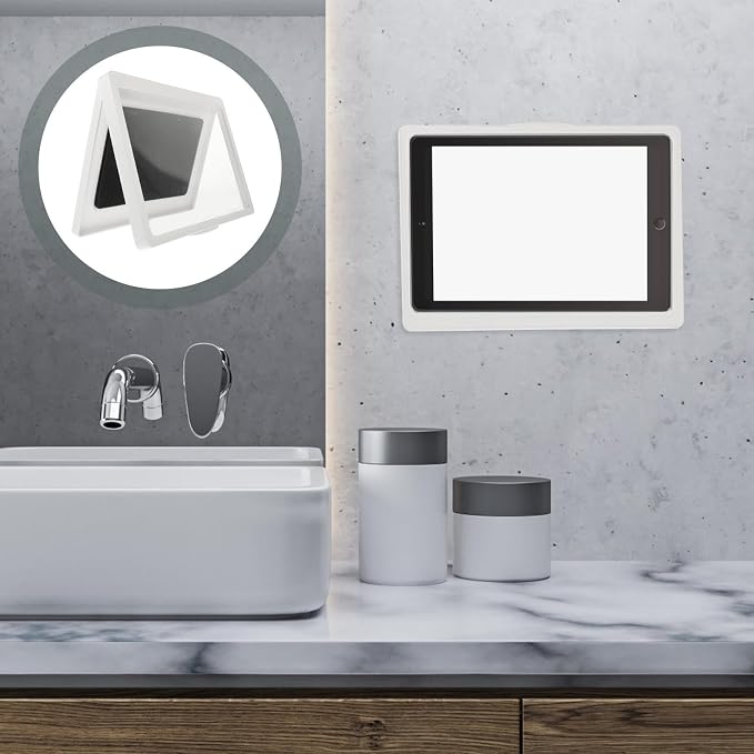 Wall Mounted Holder Rack, 180 Degree Rotating White Abs Pet Support | Punch Free Design, Waterproof and Fog Resistant, Bathtub and Kitchen Use
