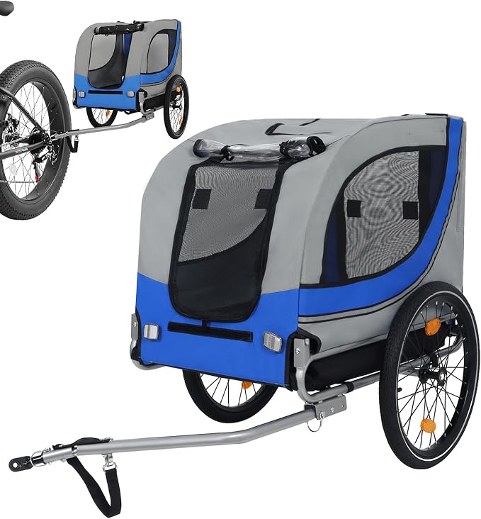Large Dog Bike Trailer with 18.9" Wheels - 120LB Capacity Dog Trailer for Bike, Foldable Pet Bike Trailer for All-Terrain Cycling, Jogging & Camping