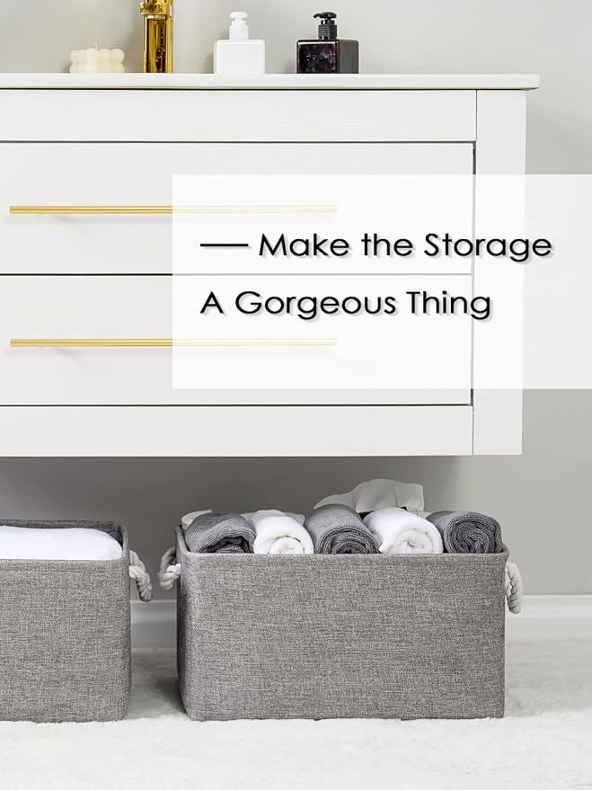 Large Storage Bins- Storage Baskets for Organizing Shelves, Basket Organizer for Closet Bookshelf Dog Toy Nursery Clothes Laundry Home Organization, Fabric Storage Cubes W/Handles