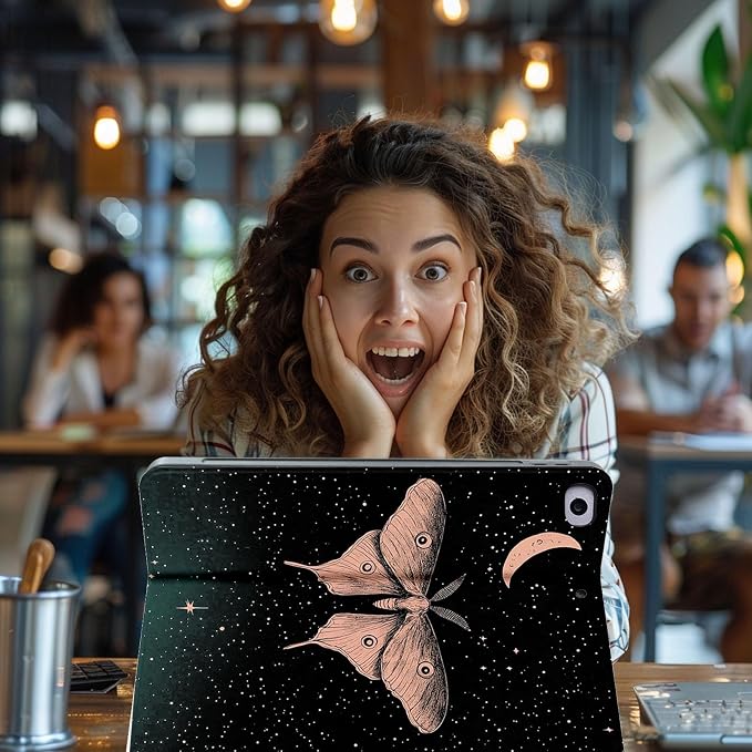 for Microsoft Surface Go 4/3/2/1-10.5" 2021 Tablet Case,Auto Wake/Sleep,Adjustable Stand Protective Cover - Moth Starry Sky