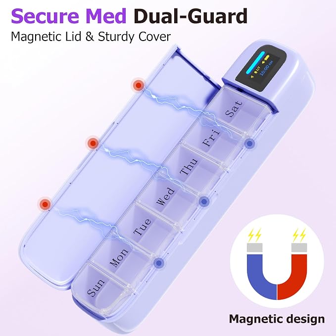 Daviky Automatic Pill Dispenser, Smart Pill Organizer with Alarm | Pill Box 7 Day with APP, Weekly Travel Pill Case, Portable Pill Reminder for Medicines, Supplements and Vitamins