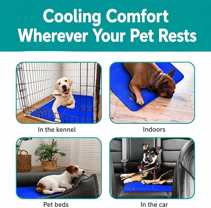 Arf Pets Dog Cooling Mat - Liquid Gel Self-Cool Pad | Durable & Non-Toxic | No Water, Electricity, Batteries or Refrigeration Needed | For Beds, Kennels & Crates| 19 X 35