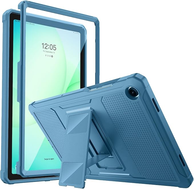 MoKo Shockproof Case Fit Samsung Galaxy Tab A11+ Plus/ A9+ 11 Inch | Full Body Rugged Stand Back Cover with Built-in Screen Protector for Galaxy Tab A11+/ A9+ Tablet, Turquoise