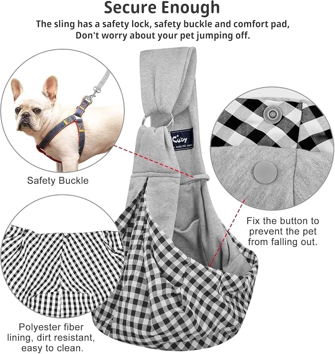 Dog and Cat Sling Carrier - Hands Free Reversible Pet Sling Bag - Ring Sling Adjustable - Suitable for Puppy, Small Dogs Cats Outdoor(Grey)